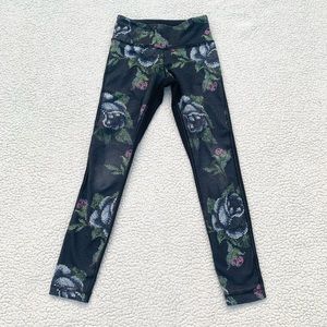 Lululemon Wunder Under Floral Black Leggings Size 2